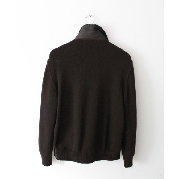 Loro Piana Aviator Shearling Cashmere Bomber Jacket Size IT 52/ US L Dark Brown - Picture 3 of 12